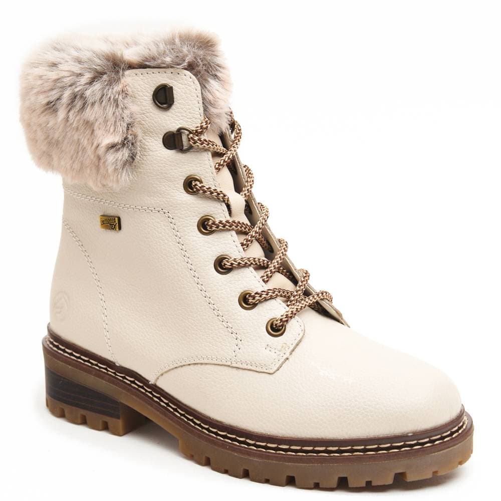 74-80 REMONTE ботм6 BEIGE КЖ школьный каблук шнурки опушка мех photo