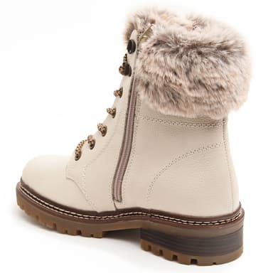 74-80 REMONTE ботм6 BEIGE КЖ школьный каблук шнурки опушка мех photo